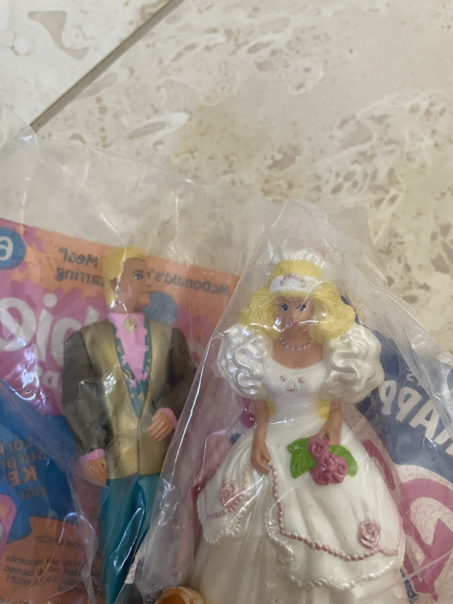Vintage 90s Mattel Happy Meal Barbie Bundle Bride And Groom Ken Doll