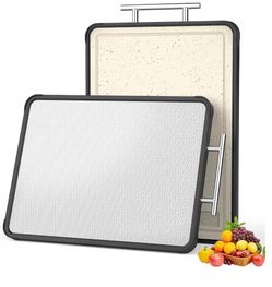 Stainless Steel Cutting Board, Double Sided 316 Stainless Steel Cutting Boards for Kitchen, Food Grade PP 2-in-1 Chopping Board for Meat Vegetables an