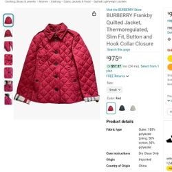 Burberry Jacket Size Small