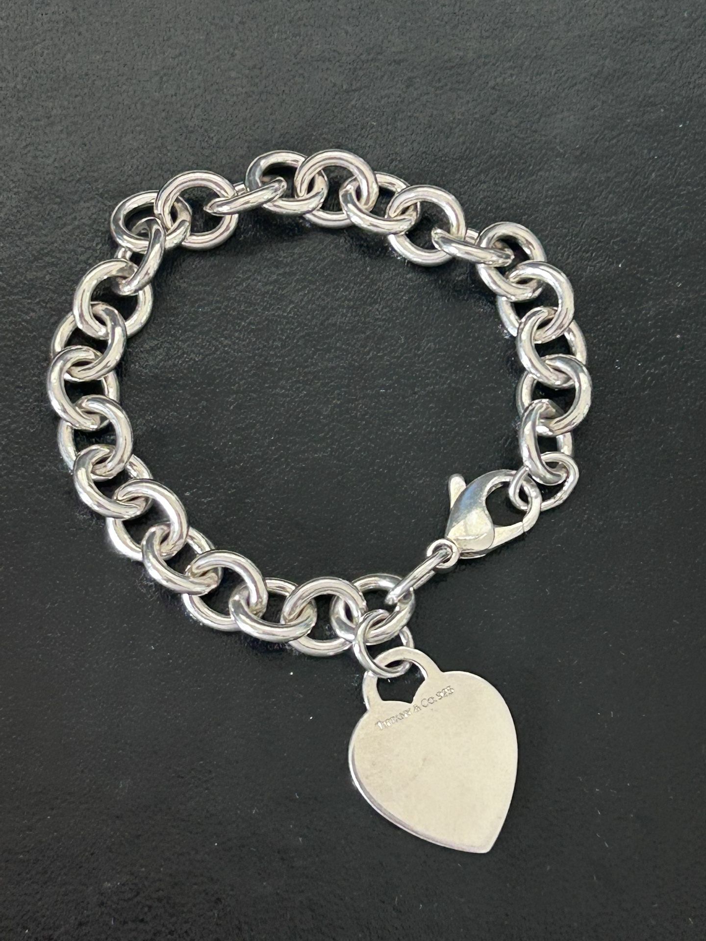 Tiffany & Co. Sterling Silver Heart Tag Charm Bracelet — 7.5”, 34.90 grams, Unengraved