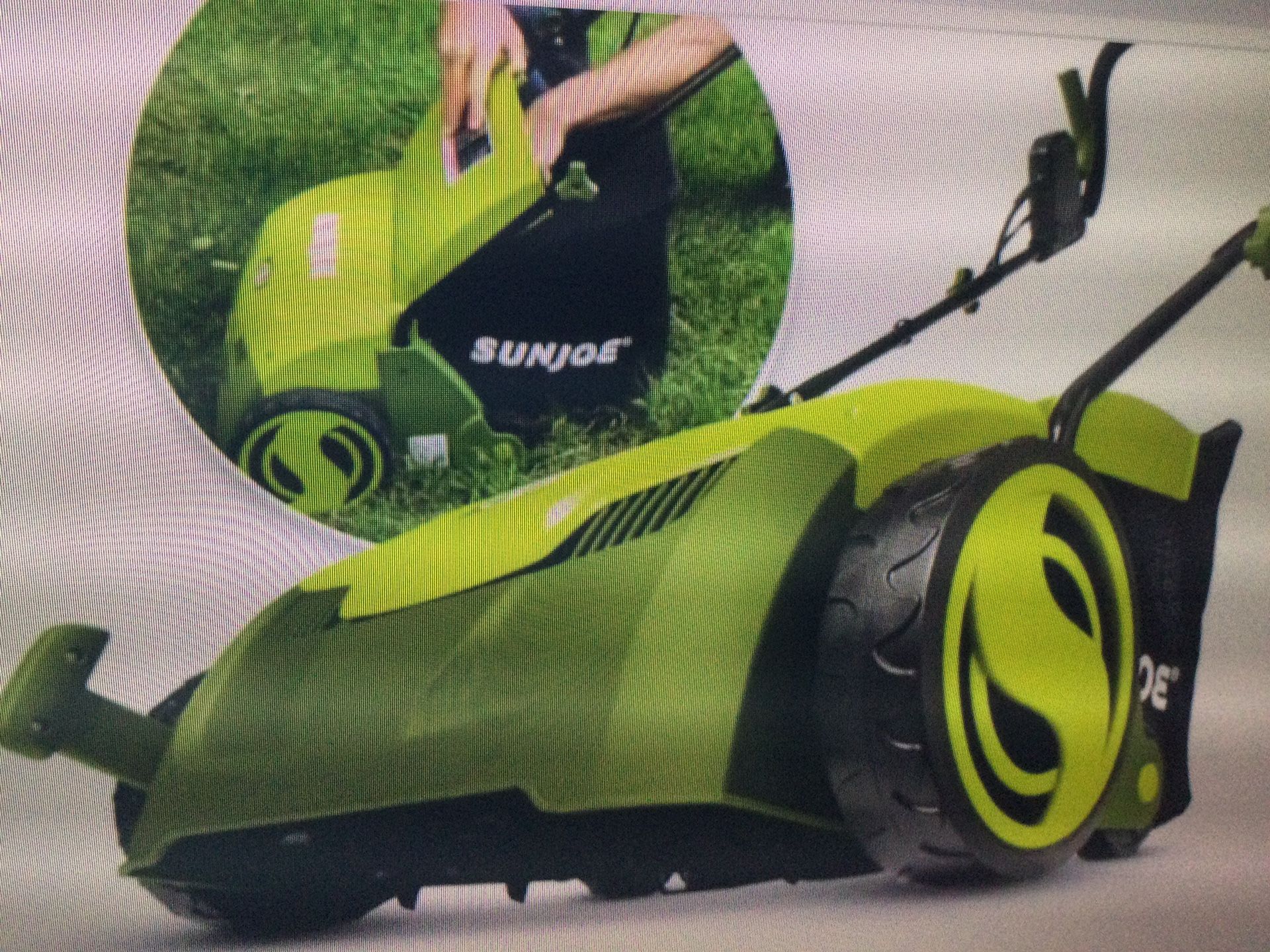 SUN JOE MJ400E ELECTRIC LAWN LAWN MOWER 14 INCH 3 POSITIONS 9.2 GAL COLLECTION BAG…OPEN BOX ITEM RETAILS AT 199.95 PLUS TAX