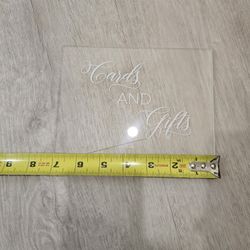 Clear etched cards and gifts placard plastic