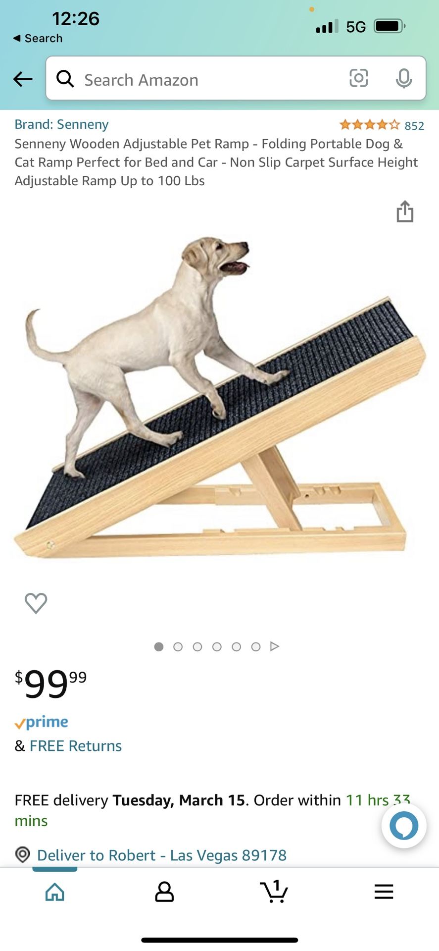 SENNENY NEW Wood Adjustable & Foldable Pet Ramp