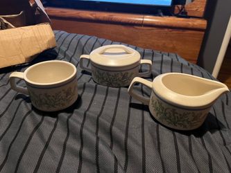 Butterfly Fern Ceramic Sugar Creamer Set & Mugs