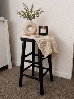 Matte Black Wooden Decorative  Stool