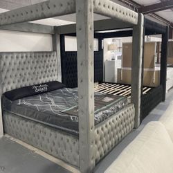 NEW IN BOX Grey Bed Frame with Canopy King and Queen Size Finance available $54 