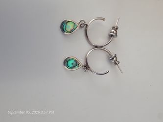 Teardrop Abalone Shell Silver Earrings