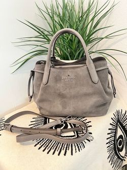 Kate Spade New York Gray Suede Dumpling Satchel/Crossbody Bag
