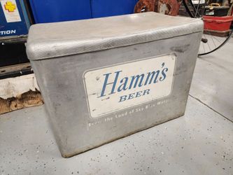 Vintage Hamm's Beer Aluminum Ice Chest Cooler Mancave Old Tailgating