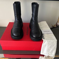 Ferregammo Almost New Black Leather Booties 7.5
