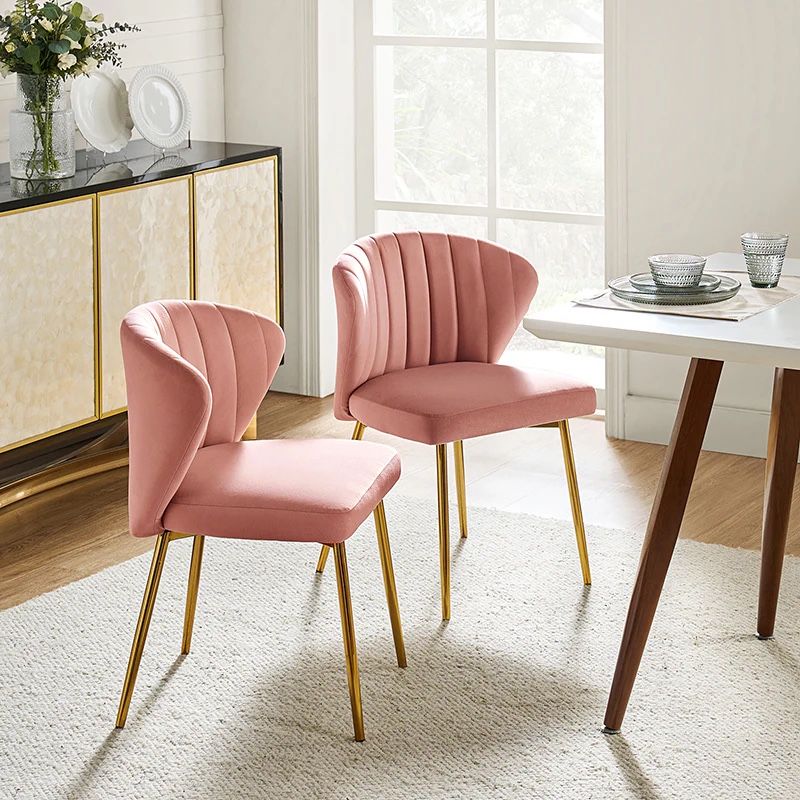 Casual Pink Velvet Accent Chair 2pcs $150