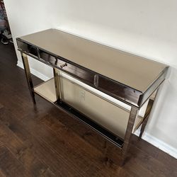 Champagne gold mirrored 1-drawer hall table