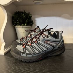 Salomon X Crest Mens size 11 Trail Hiking Shoes Sneakers Gray Black