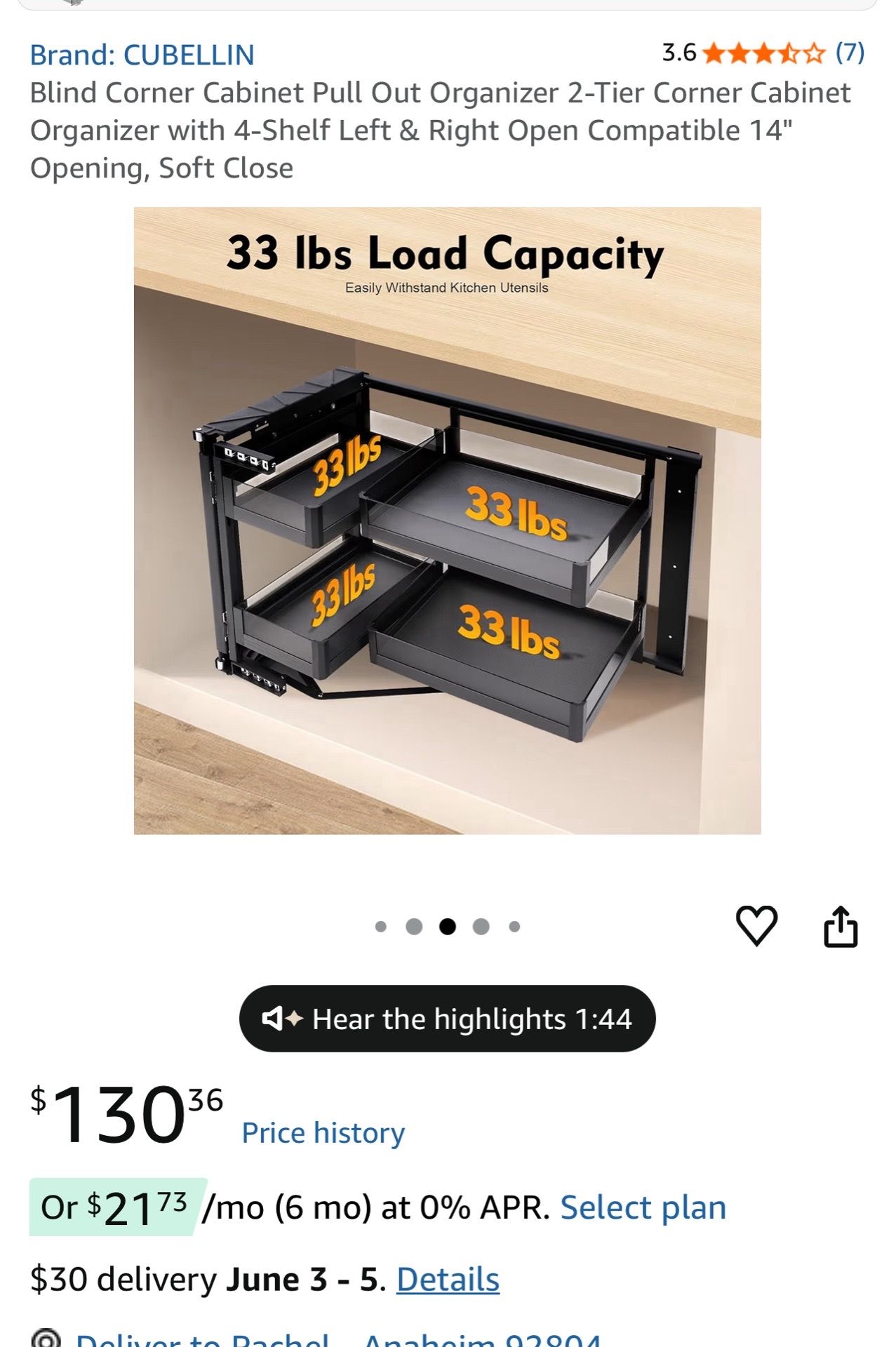 Cabinet organizer 14 inch opening brand new in box Cubbellin