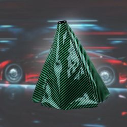 Brand New Universal Carbon Fiber Leather PVC Style Green Stitch Leather Gear Manual Shifter Shift Knob Boot