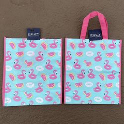 2 Brand new Flamingo Pool Float reusable bags