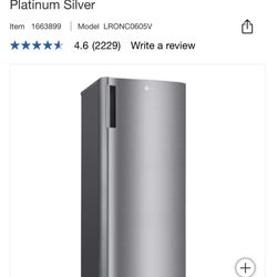 LG 6.0 cu. ft. Single Door Refrigerator with Inverter Compressor and Pocket Handle in Platinum Silver