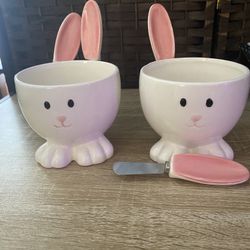 Transpac Easter Bunny Rabbit Dipping Bowl with Ear Spreaders 