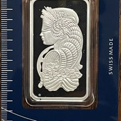1 Oz. Silver PAMP  Lady Fortuna .999 Fine Silver Bar In Assay.