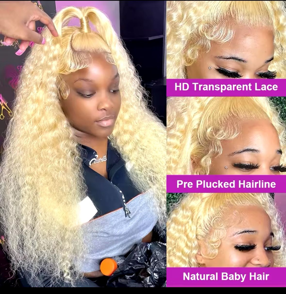 18 Inches Blonde Deep Wave Lace Front Wig Human Hair 13x4