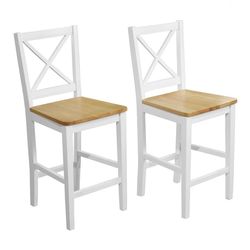 🤍✨ White Transitional Bar Stool Set of 2 – Cross Back Design | NEW in Box ✨🤍