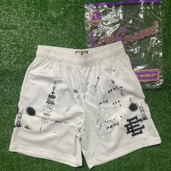White 'EE' Eric Emanuel Shorts