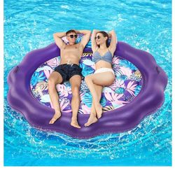 Inflatable Pool Float, OkSUWATER 78" x 78" Pool Floats for Adult Heavy Duty with Headrest and Grab Handles