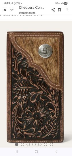 SUPER SPECIAL ONLY SATURDAY AND SUNDAY STETSON VINTAGE BROWN CHECK BOOK, BRAND NEW, ORIGINAL LEATHER,