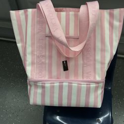 Victoria’s Secret COOLER Bag Tote Iconic Pink White Striped Beach Bag Tote NEW