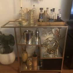 Mirrored Glass Top Metal Bar 