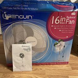 NEW OPEN BOX 16 INCH PEDESTAL FAN💨💨.  ALL METAL.  3 SPEEDS. TESTED.  PERFECT!!   ONLY $15 💰💰