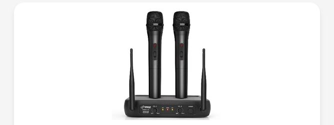 Channel Microphone System-VHF Fixed Dual Frequency Wireless Set with 2 Handheld Dynamic Transmitter Mics, Receiver Base-for PA, Karaoke, Dj Party (PDW