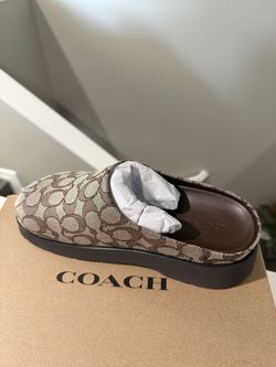 Coach brown platform clogs style Link Mule color Oak/Maple new in box