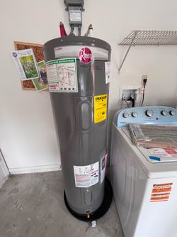 Like New Rheem Electric Water Heater Installed Oct 2025”.