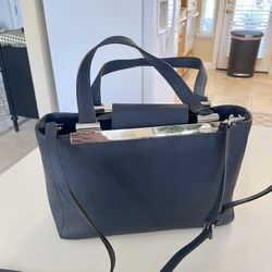 Michael Kors Women’s Tilda Saffiano Blue Leather Handbag Tote Bag Purse