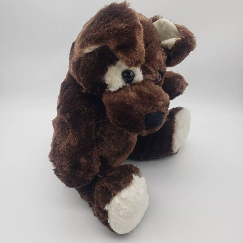 Build a bear brown puppy dog with white spot and eye patch 12 inch plush