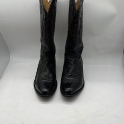Montana Black Western Leather /shark /ostrich Boots 8.5 E