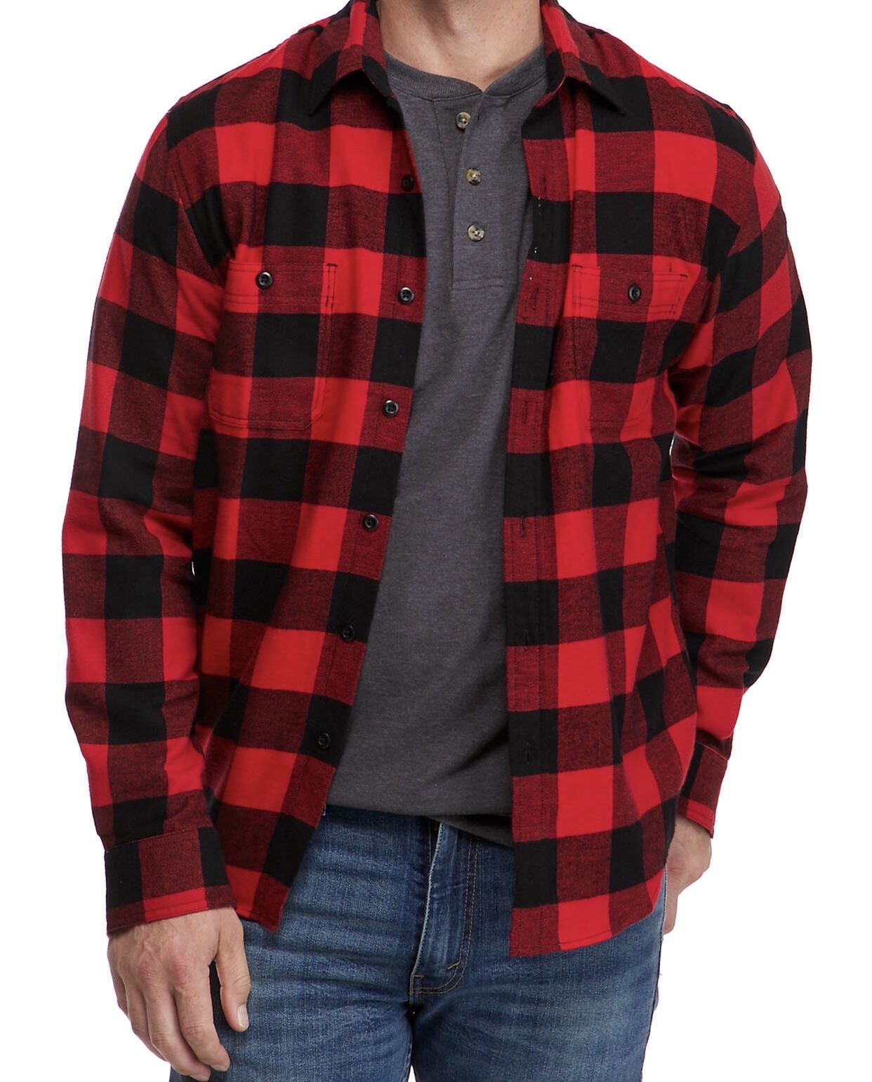 True Craft Mens Flannel Plaid Shirt Large