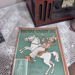 Antique Sheet Music Ragtime Cowboy Joe 1912 Western Cover F.A. Mills