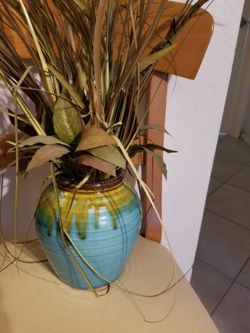 Home Decor Ceramic Vase with Faux Plant