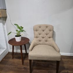 Accent Chair- Tufted Linen Upholstered Parson Chair