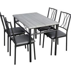 🔥🔥Dining Table Set for 4,Modern Kitchen Table and Chairs Set, Metal Frame Rectangular Dining Room Table Set with 4 Upholstered Chair, Small Dining T