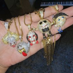 Small Pendants With Chains 14k Gold Plated 