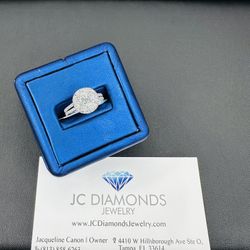 Ring Engagement 14k Gold White Gold Round Diamonds 