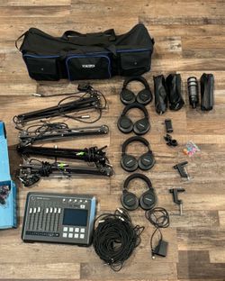 TASCAM Mixcast 4 Four-Person Podcast Value Kit with Limelight Mics, Boom Arms, and Headphones