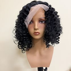 Dark Brown, Deep Curl, front lace  Synthetic Hair Wig 542