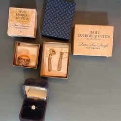 Vintage Avon Jewelry Lot Rings Earrings in Boxes $10 for All 