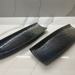 Set of 2 Japanese-Style Ceramic Serving Plates – Modern & Elegant