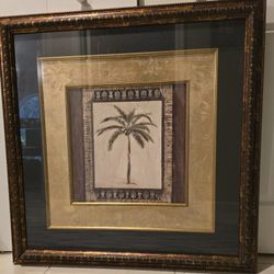Large Palm Tree Print. Beautiful Faux  Tortice Shell Frame