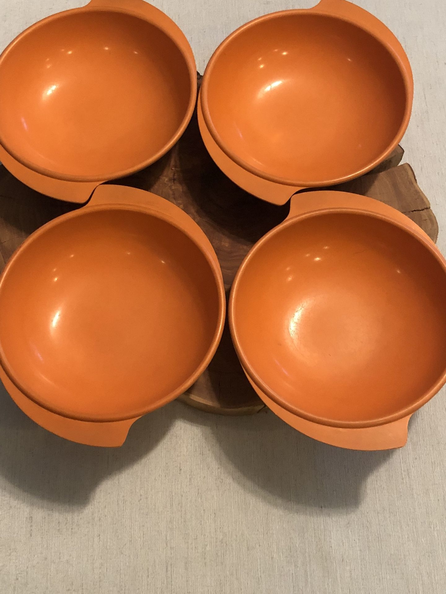 Vintage Ornamin Ware Malmac Orange Bowls Melamine Set Of 4